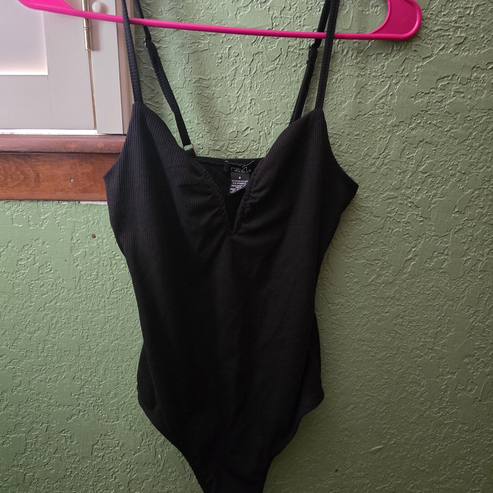 Black Ribbed Bodysuit